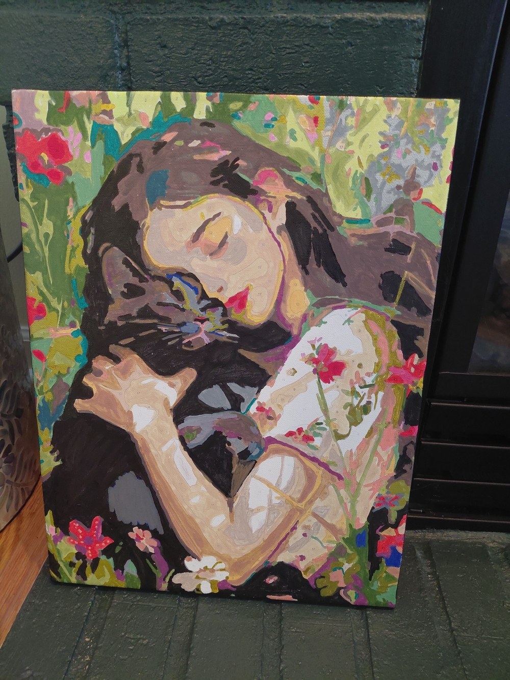Hand-Painted Woman Embracing Cat Paint By Numbers